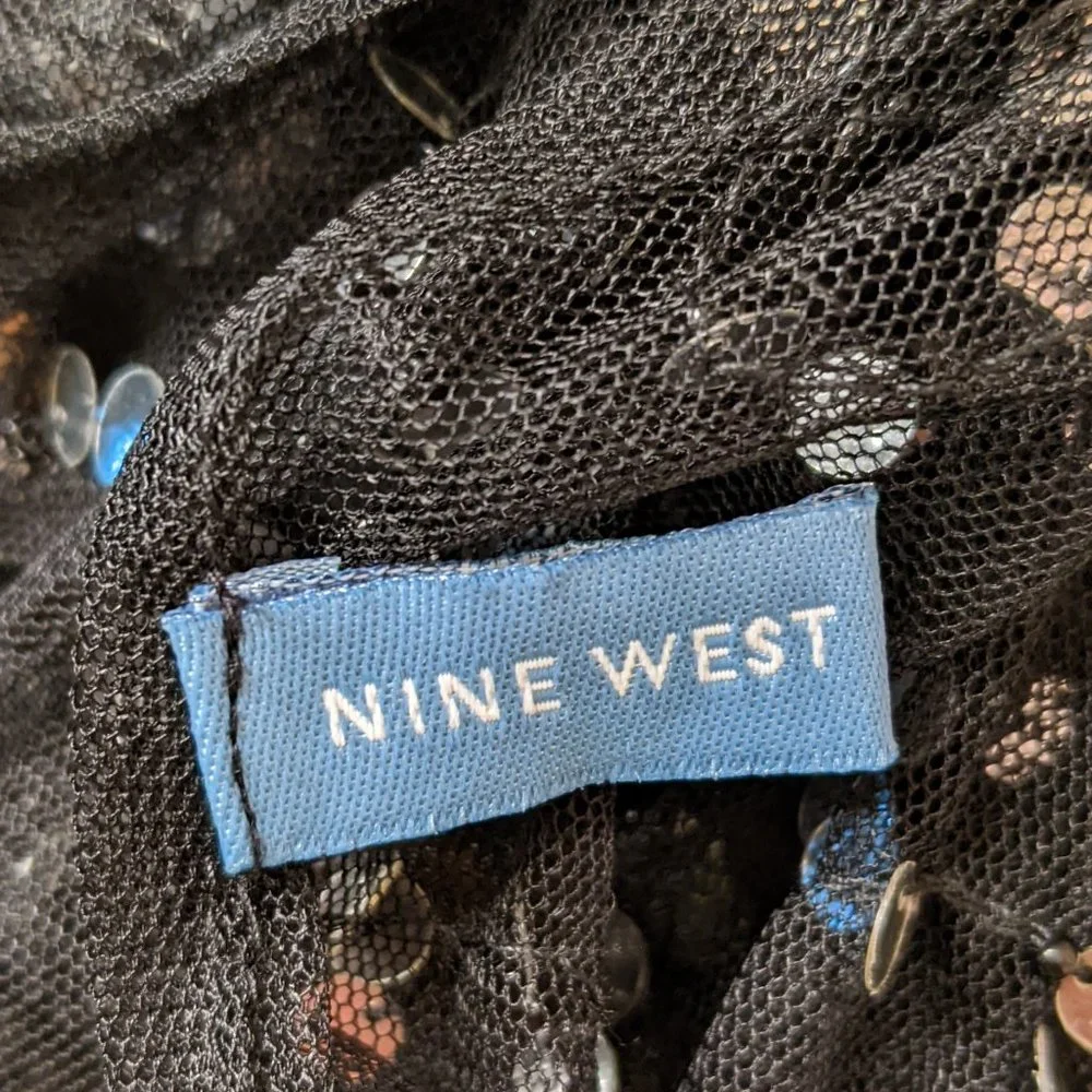 Nine West Sheer Nylon Scarf with Sequins 72 in Long